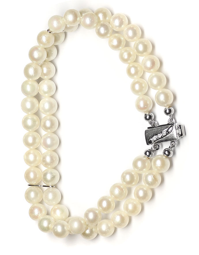 Foto 3 - Perlen-Kette Armband  Ohrringe mit Diamanten-Weißgold, R7382