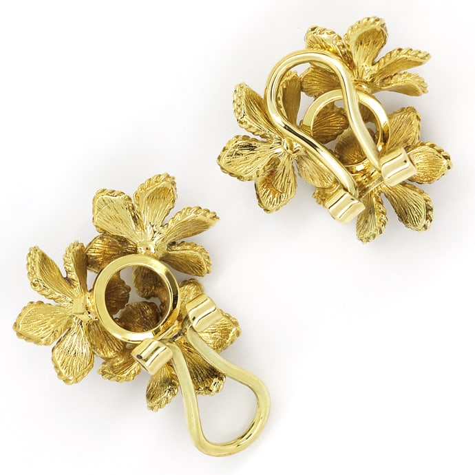 Foto 2 - Blüten Ohrclips mit Perlen und Transluzid Emaille 585er, R9486