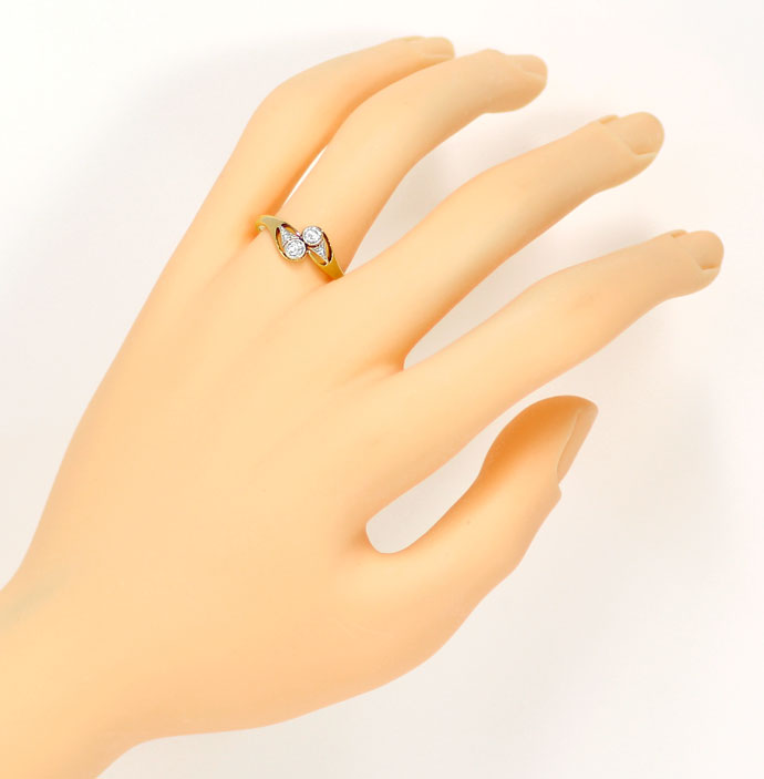 Foto 4 - Feiner Jugendstil Ring mit 0,26ct Diamanten Platin-Gold, S9160