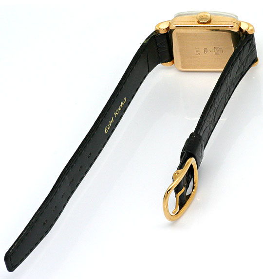 Foto 4 - Alte Rotgold HerrenArmbanduhr Handaufzug Krokolederband, U1486